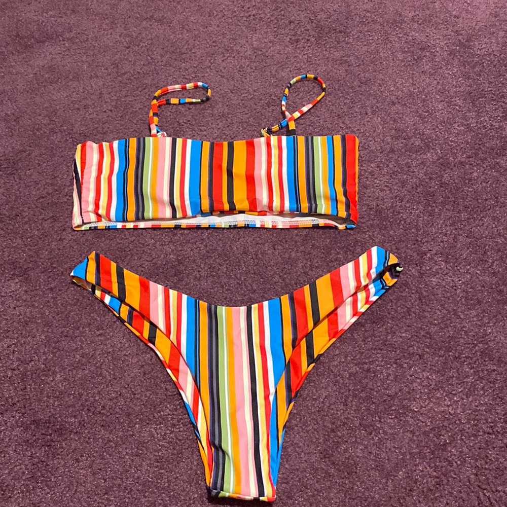 Colorful matching bikini top and bottom
